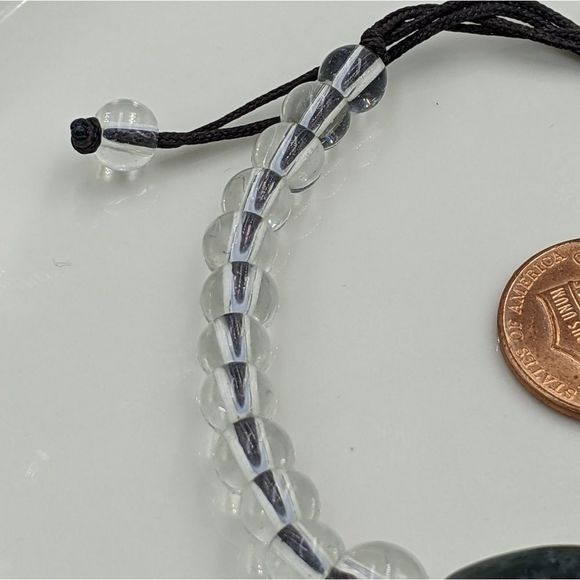 Natural Stone Quartz Glass Beaded Pull Bracelet - Picture 4 of 10